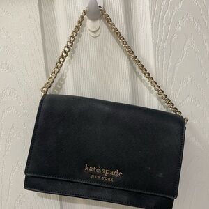 Kate Spade Black Clutch with Gold Chain